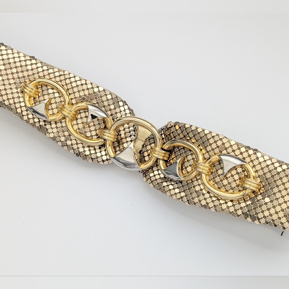 Women's Retro Gold Tone Belt with Silver & Gold Chain Loop Link Front Closure